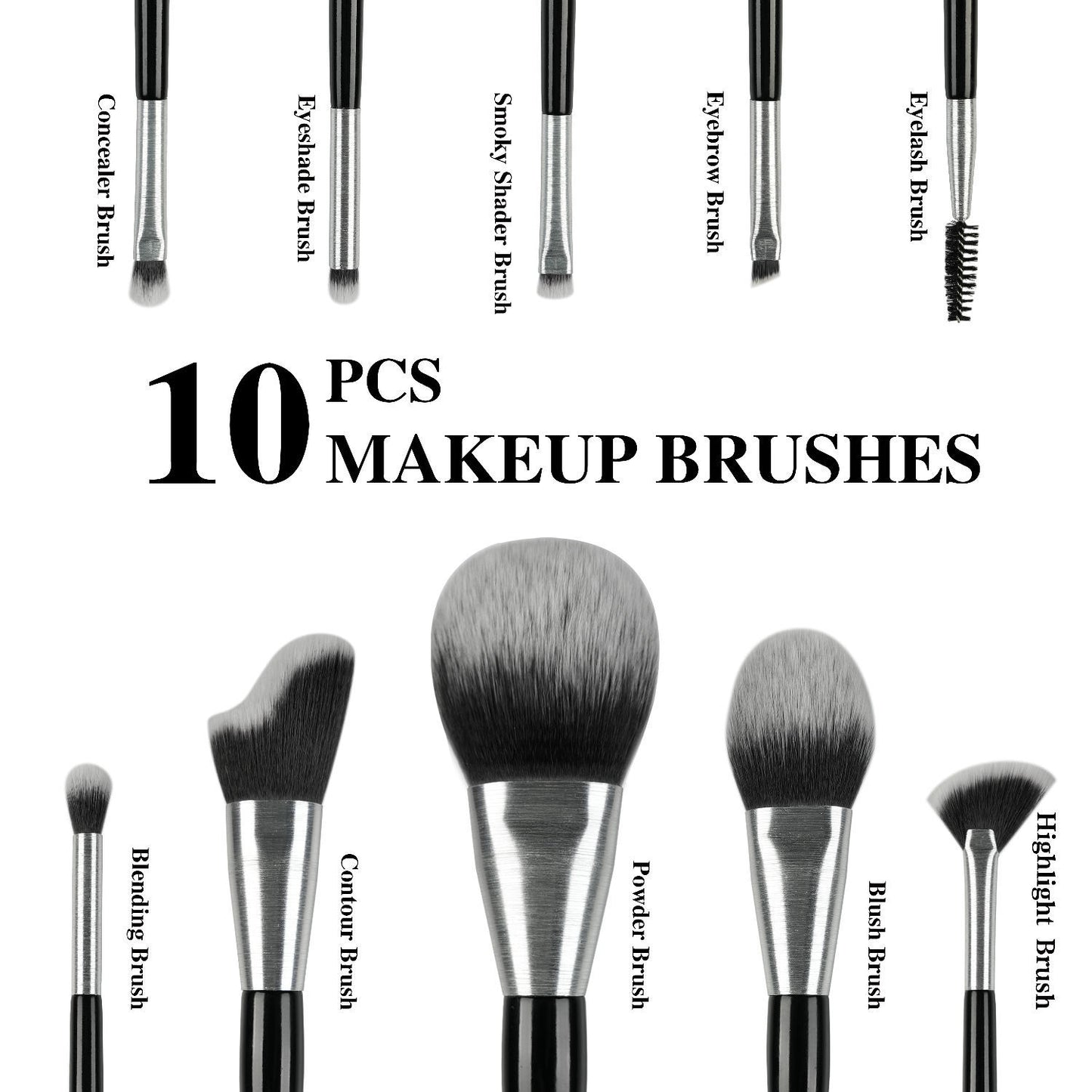 Beli 10pcs Professional Makeup Brush Set New Design Brushed Tube Makeup Brushes