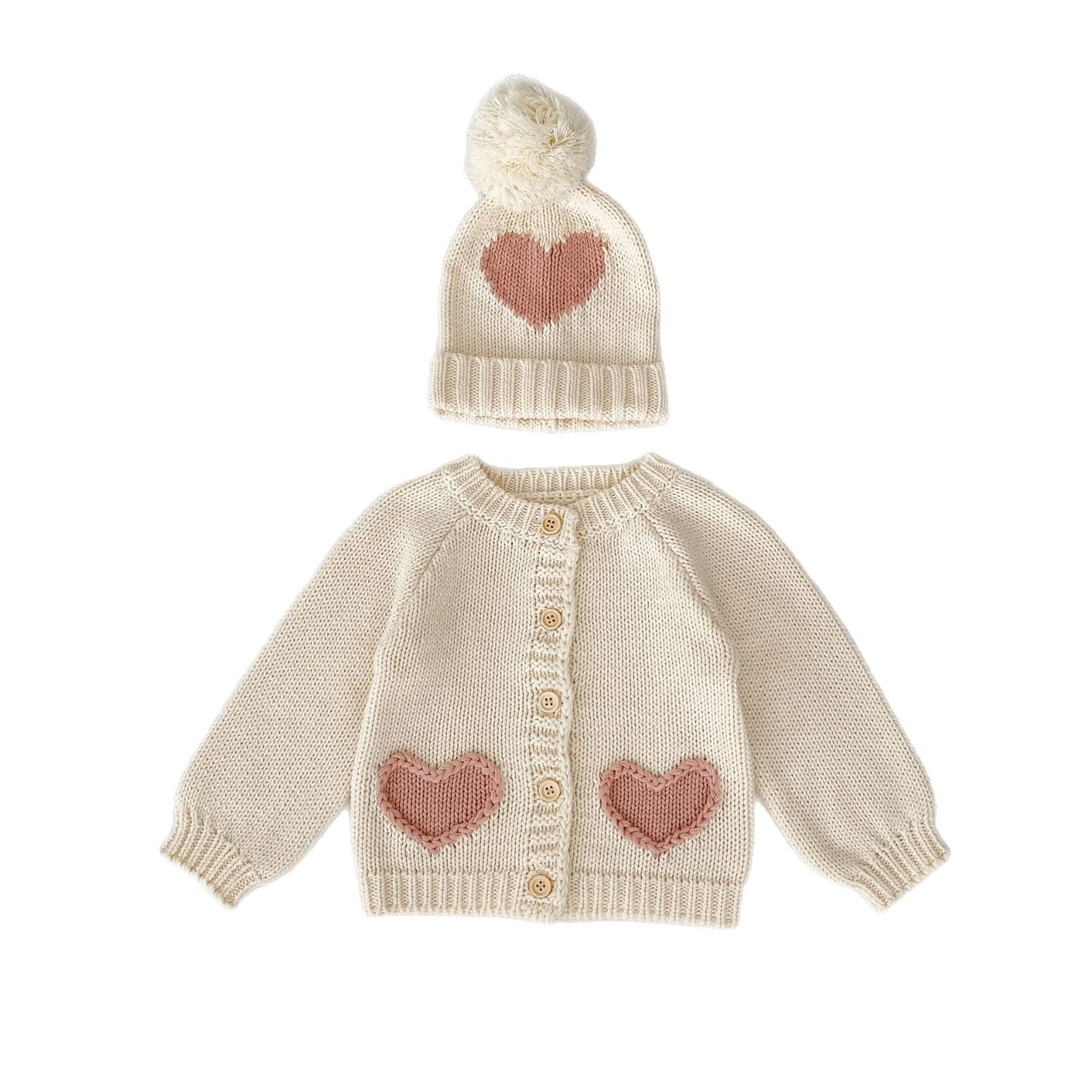 Fashionable Sweet Cardigan Hat Baby Love Kids' Sweater Wear