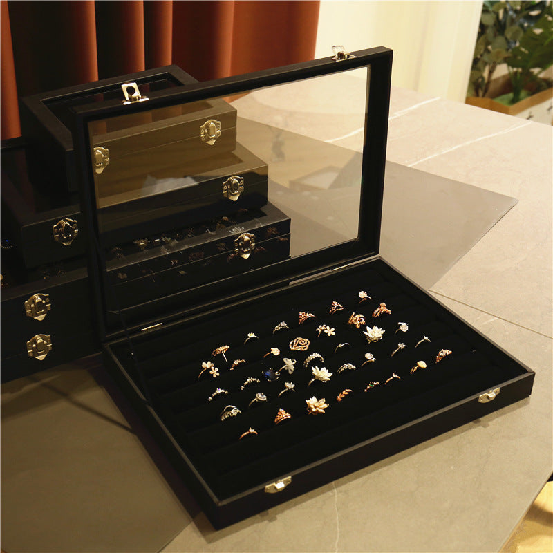 Black Jewelry Necklace Storage Display Box