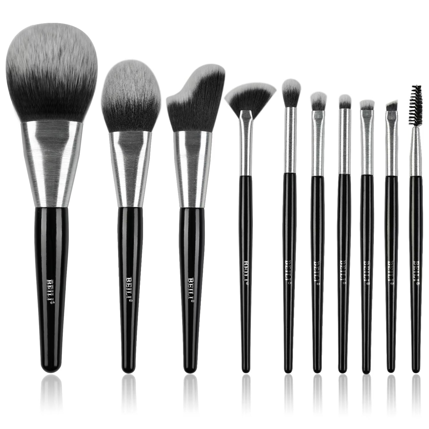 Beli 10pcs Professional Makeup Brush Set New Design Brushed Tube Makeup Brushes