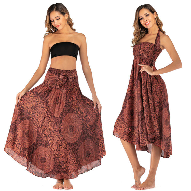 Ladies Fashion Two-Wear Swing Boho Skirt