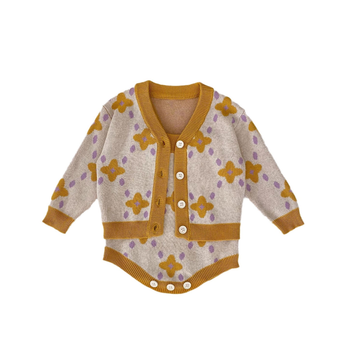 Kids' Sweater Baby Girl Flower Jacquard Knitted