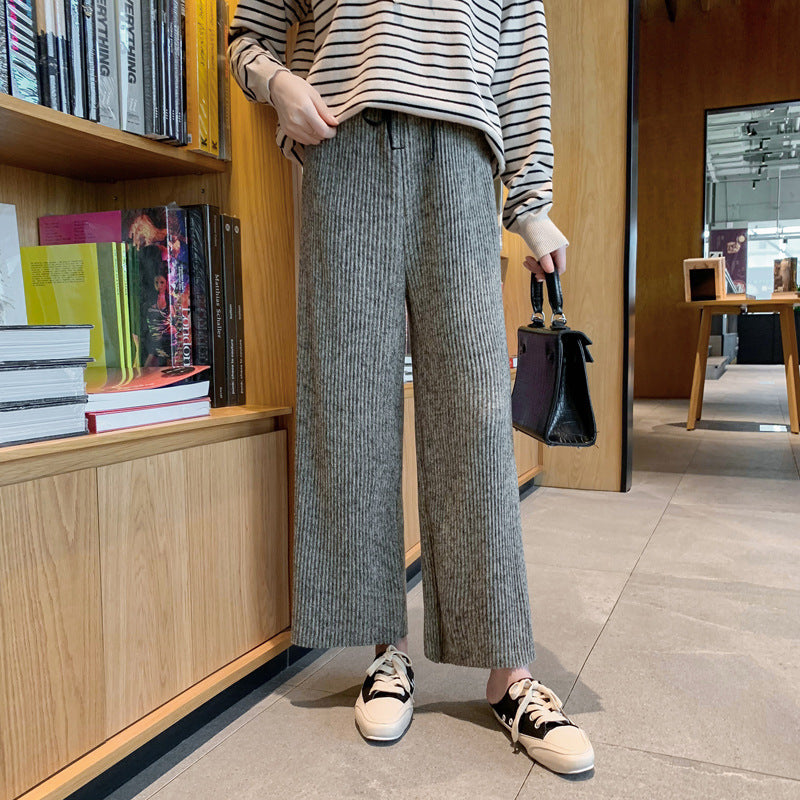 Nursing Clothing Out Two-piece Knitted Wide-leg Pants