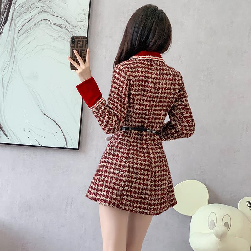 Red Dress Mid-length Women's Clothing Woolen Coat Dress