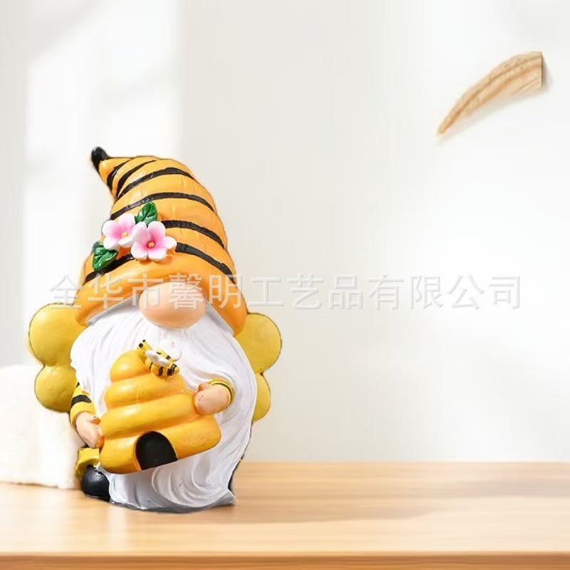 Resin Elf Home Garden Yellow Little Bee