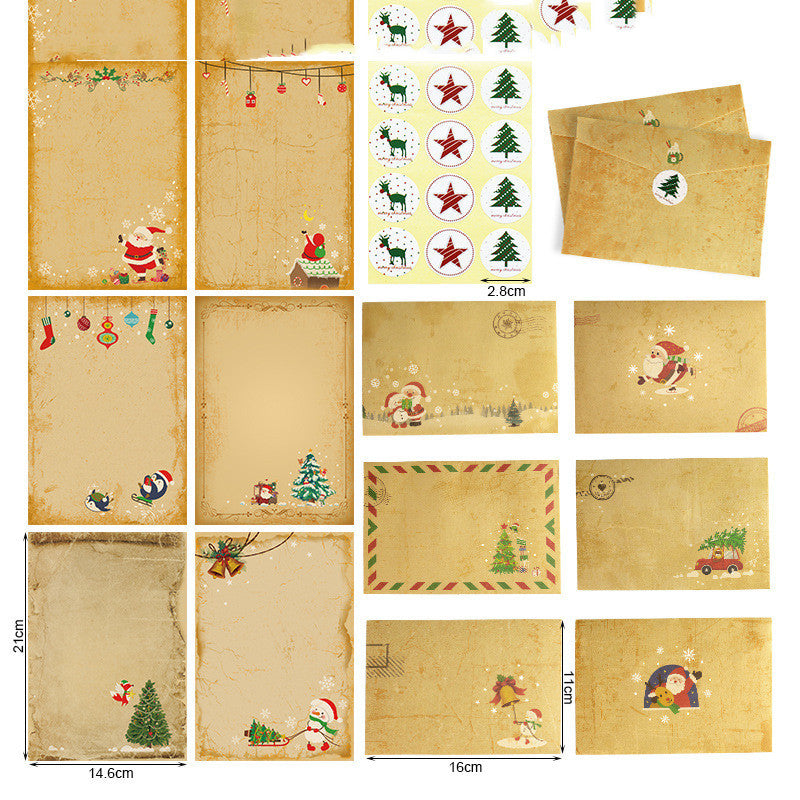 Gift Envelope Stationery Set With Souvenir Kraft Paper Retro Christmas Stationery