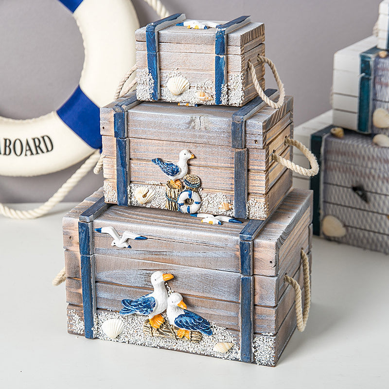 Storage Box Mediterranean Three-in-one Wooden