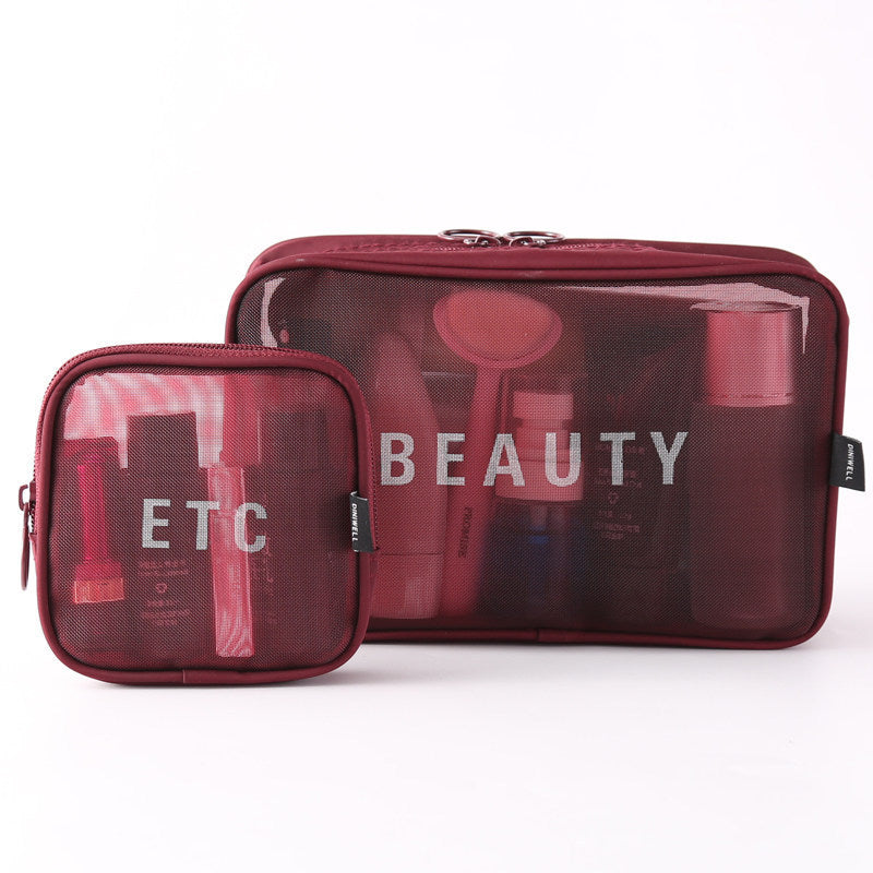 The New Same Style Large Girl Storage Cosmetic Brush Storage Bag Small Large-capacity Mesh Cosmetic Bag Portable