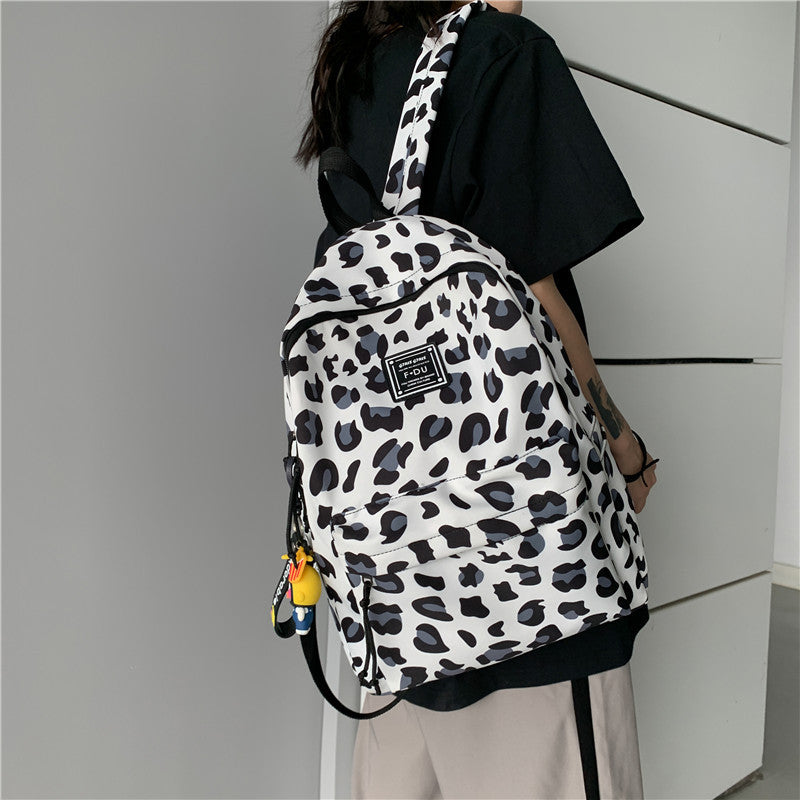 Waterproof Nylon Women Backpacks Female Leopard Printing