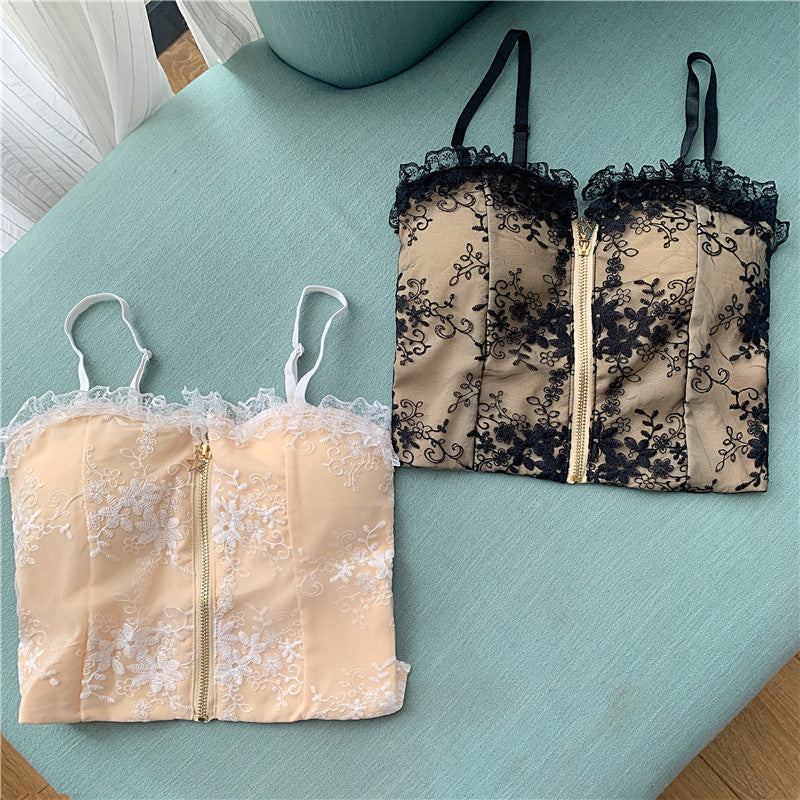 Ladies Wear Lace Zipper Small Camisole Top Trendy
