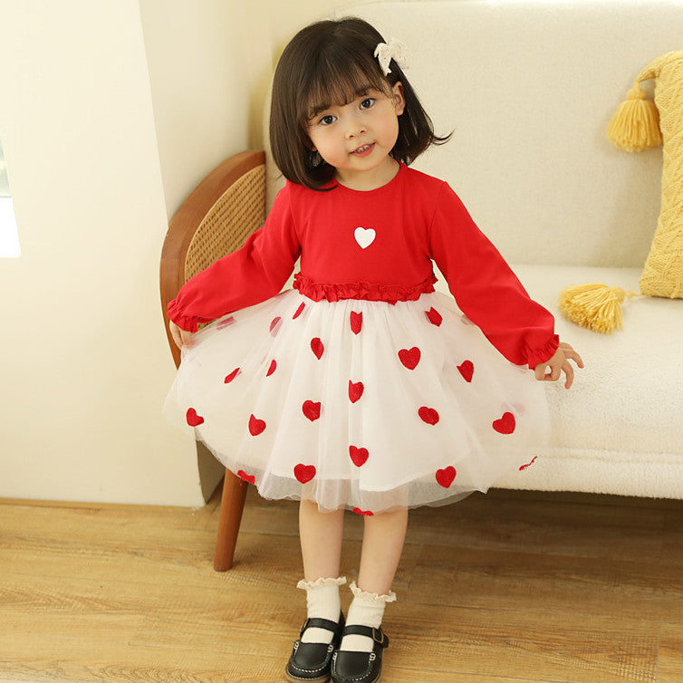 Cute Princess Dress Children's Clothing Puff Mesh Long Sleeve