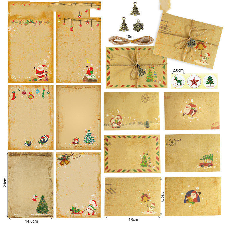 Gift Envelope Stationery Set With Souvenir Kraft Paper Retro Christmas Stationery