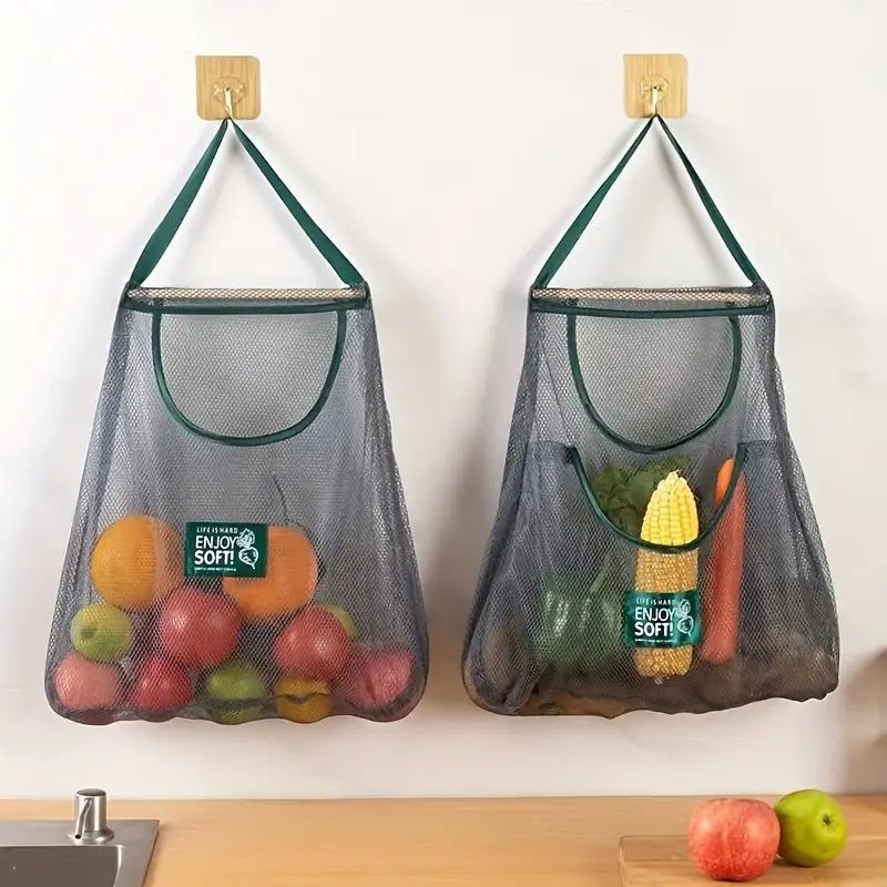 Multi-Functional Kitchen Storage Mesh Bags - Wall-Mounted Organizers For Storing Fruits, Vegetables, Ginger, And Garlic, Hollow Mesh Bags ,Essential Home Accessories-Selling On Temu Is Prohibited