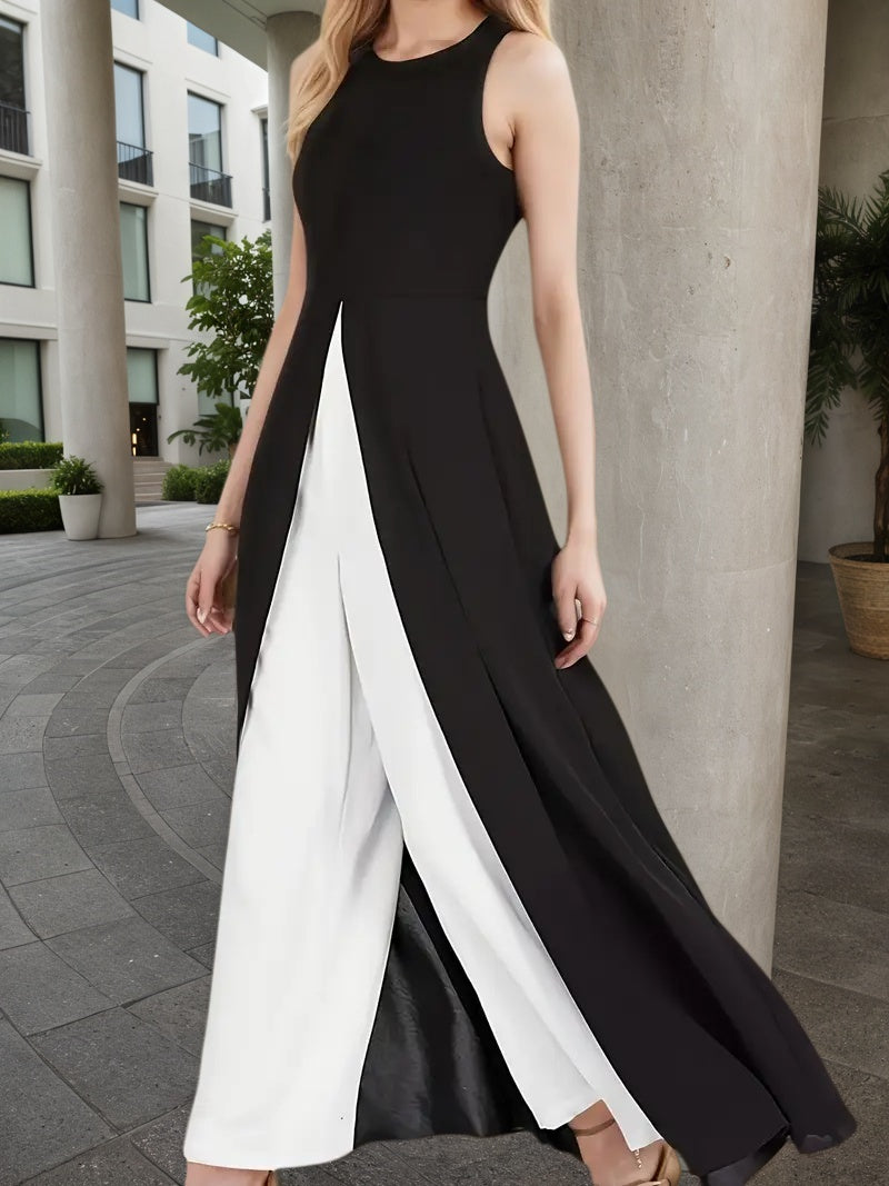 2025 New Jumpsuit, Black And White, Zipper Closure, Women's Clothing