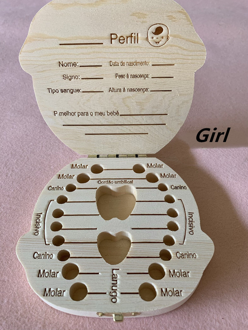 Wood Storage Box for Baby Kids Tooth Box Organizer