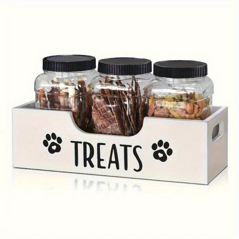 Solid Wood Pet Snack Container Storage Box