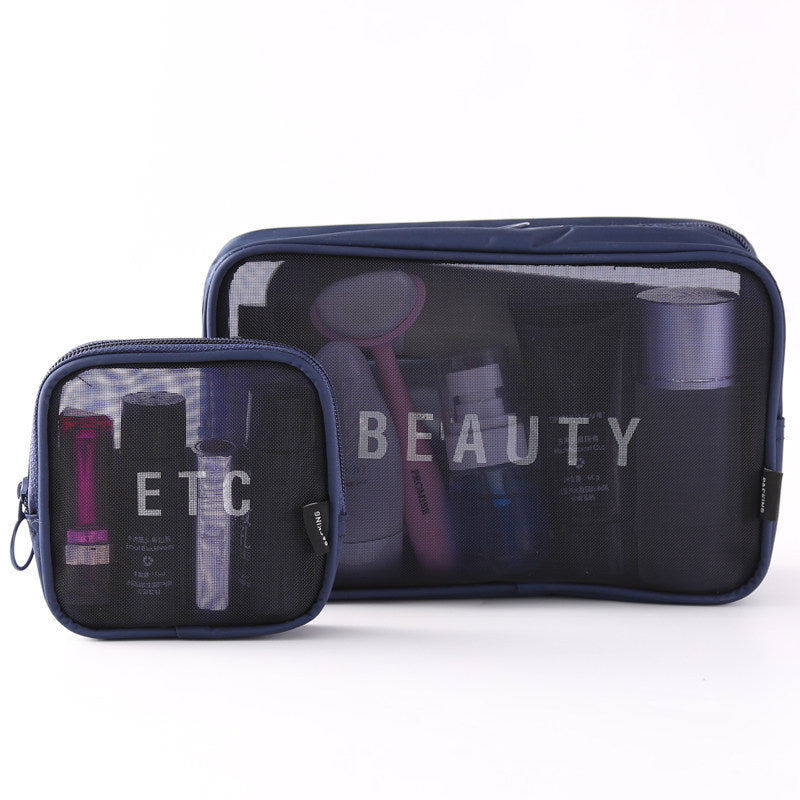 The New Same Style Large Girl Storage Cosmetic Brush Storage Bag Small Large-capacity Mesh Cosmetic Bag Portable