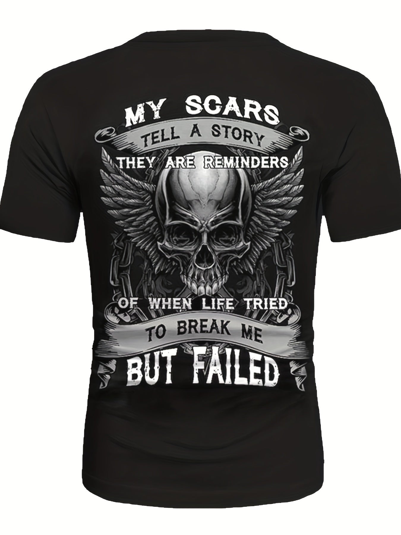 Men's Fashionable And Comfortable T-shirt With Skull And Letter Pattern Printing, Summer Outdoor Clothing, Men's Clothing, Men's Tops, Men's Gifts