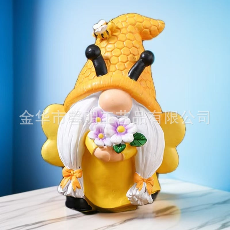 Resin Elf Home Garden Yellow Little Bee