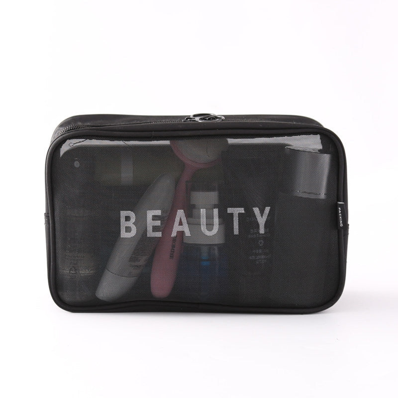 The New Same Style Large Girl Storage Cosmetic Brush Storage Bag Small Large-capacity Mesh Cosmetic Bag Portable