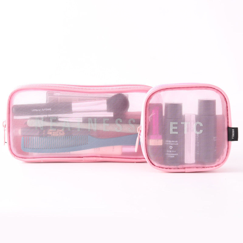 The New Same Style Large Girl Storage Cosmetic Brush Storage Bag Small Large-capacity Mesh Cosmetic Bag Portable
