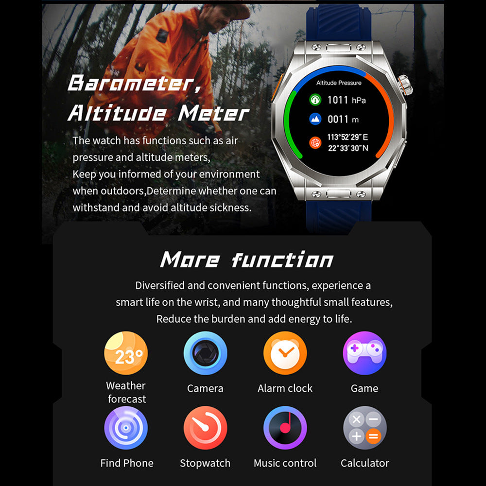 Smart Watch Waterproof GPS Track Outdoor Sports Three Strap Stainless Steel