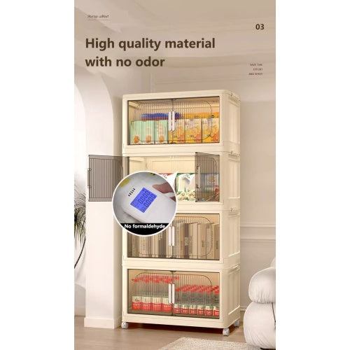 Collapsible Storage Bins With Magnetic Door  Plastic Storage Cabinet With Wheels  Closet Organizers And Storage Containers