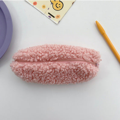 Korea Plush Pencil Case Lamb Hair Stationery Bag Avocado Green Stationery