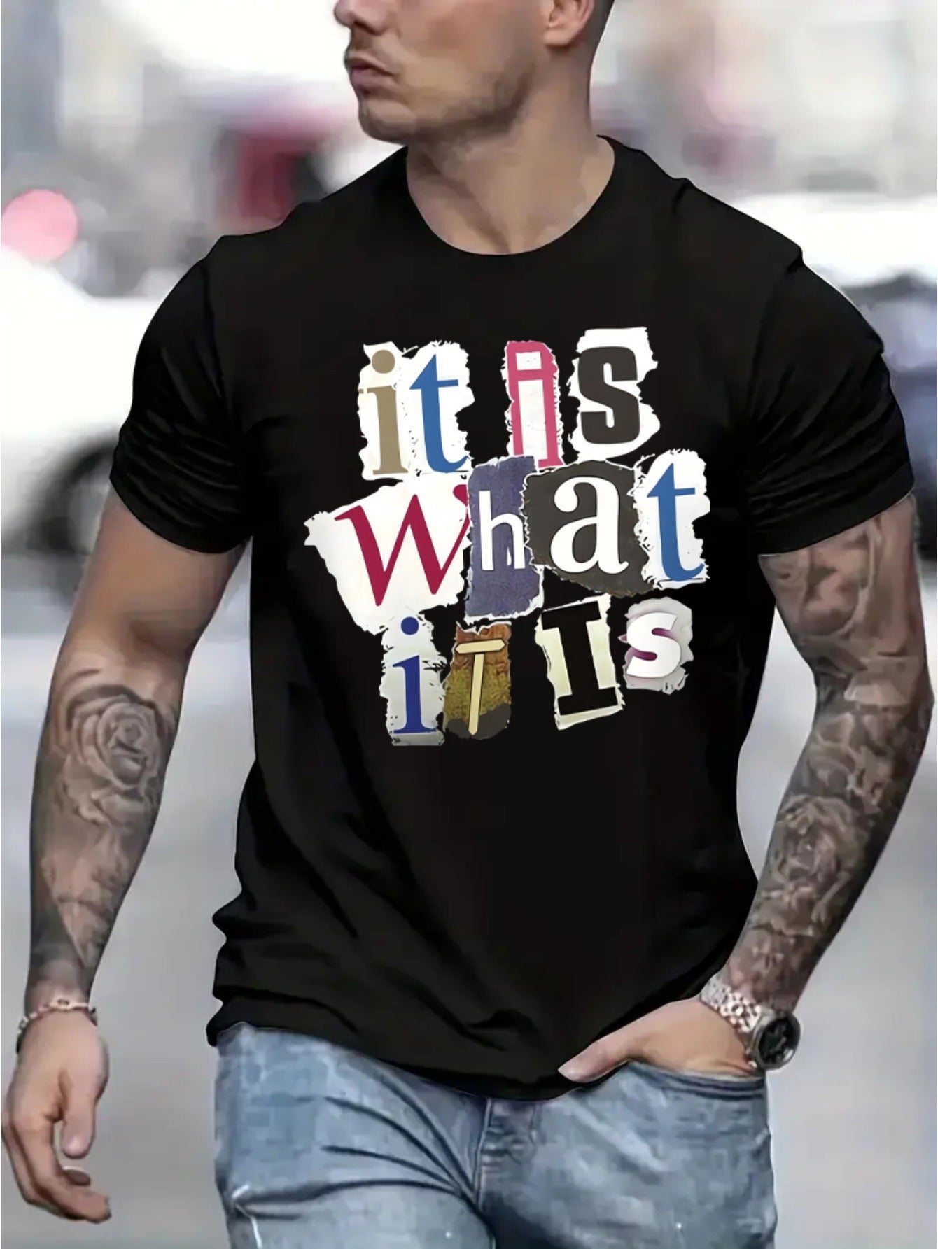 What Is It In The Shape Of A Men's Short Sleeved T-shirt A Comfortable And Stretchy Fashionable T-shirt Suitable For Summer, Casual Daily Style Fashion Clothing