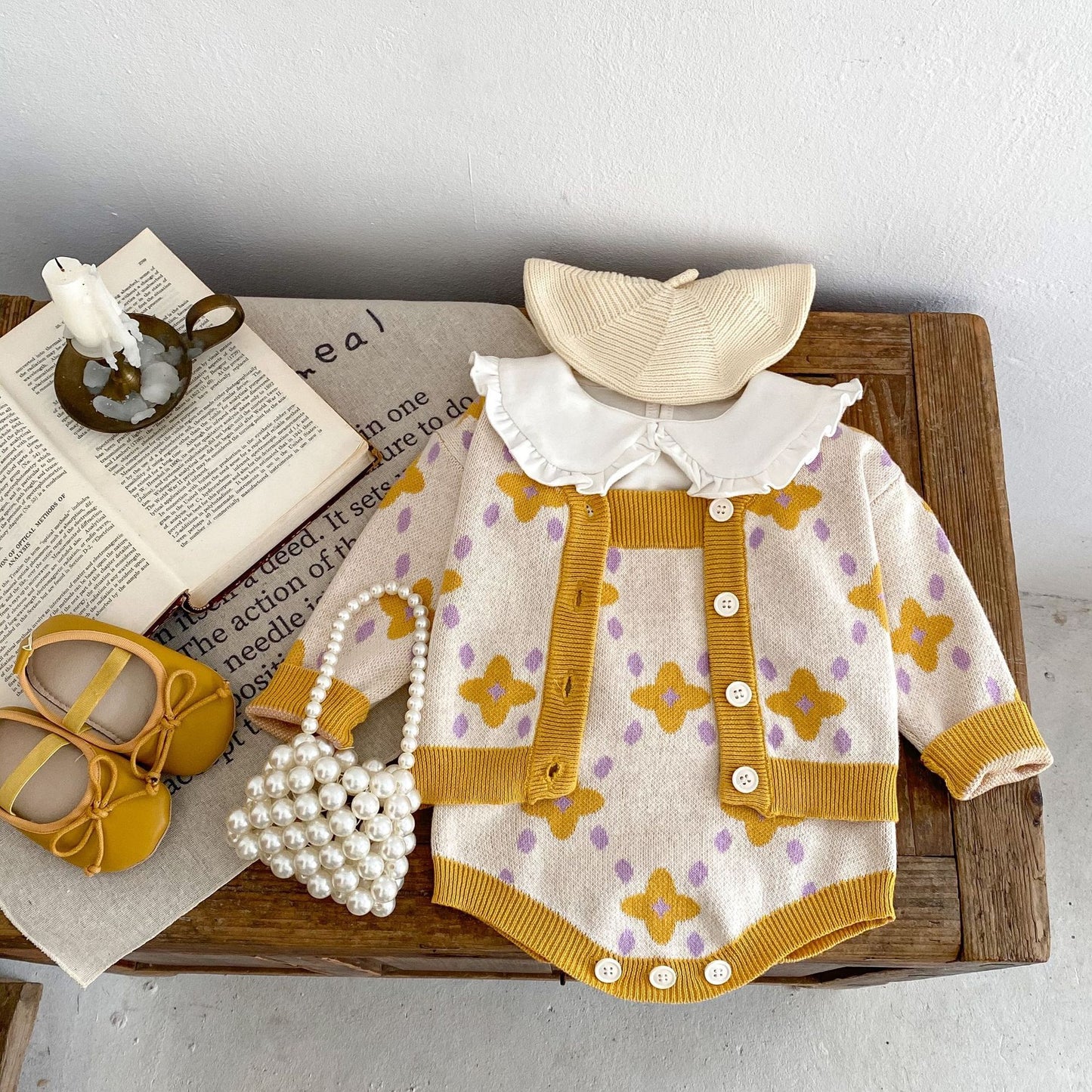 Kids' Sweater Baby Girl Flower Jacquard Knitted